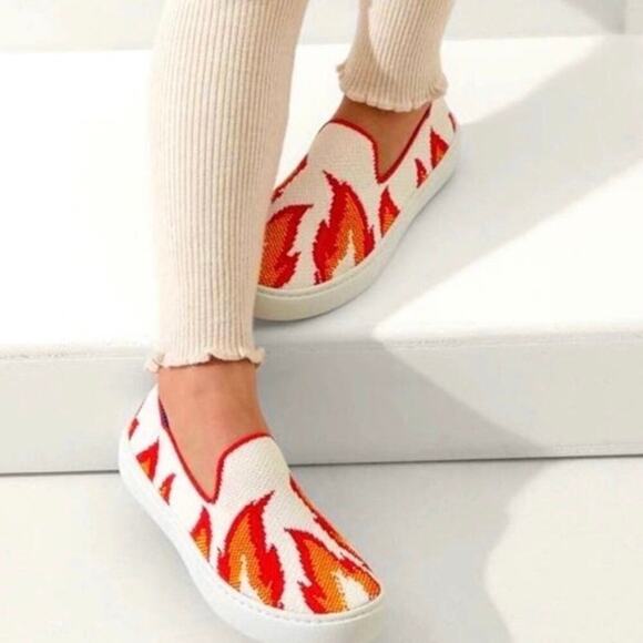 Rothy's The Kids Sneaker Flames Slip On Flats Shoes Big‎ Kid Size 4 - Picture 1 of 9